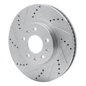 Cadillac CTS Brake Rotor (1) - Front Left - R1 Concepts - Drill & Slot - Silver - `03-`07
